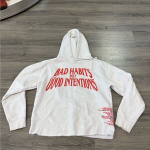 White vlone x NAV Hoodie with Red Text